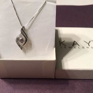 Kay Jewelers 925 silver twist white center stone 18" necklace